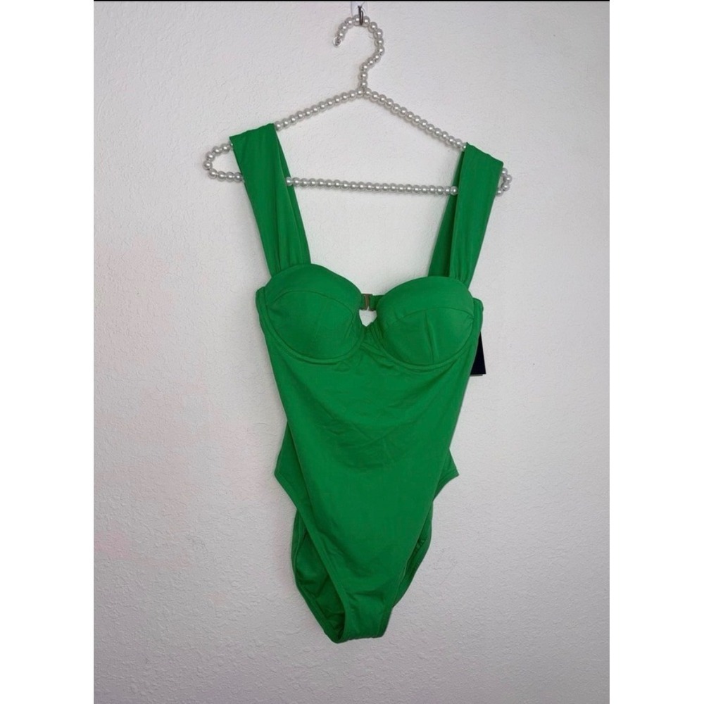 kate spade Vibrant Green Molded Cup One-Piece Swimsuit - Picture 4 of 10
